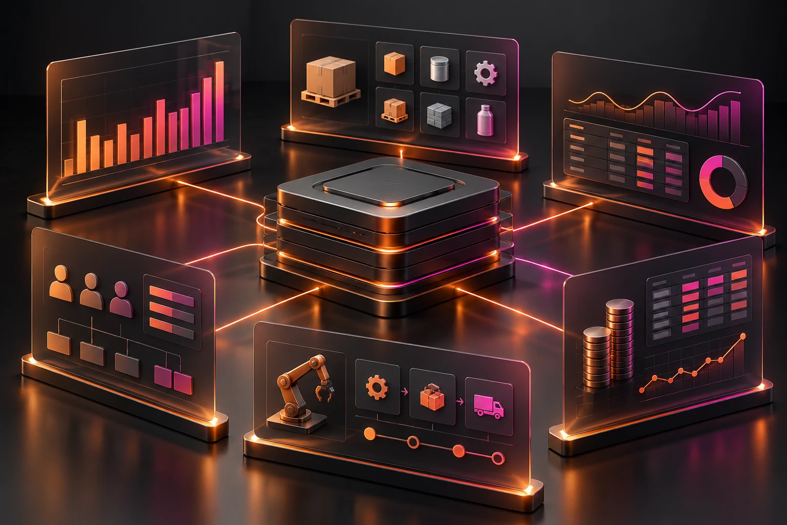 Connected ERP modules for inventory, finance, people and reporting